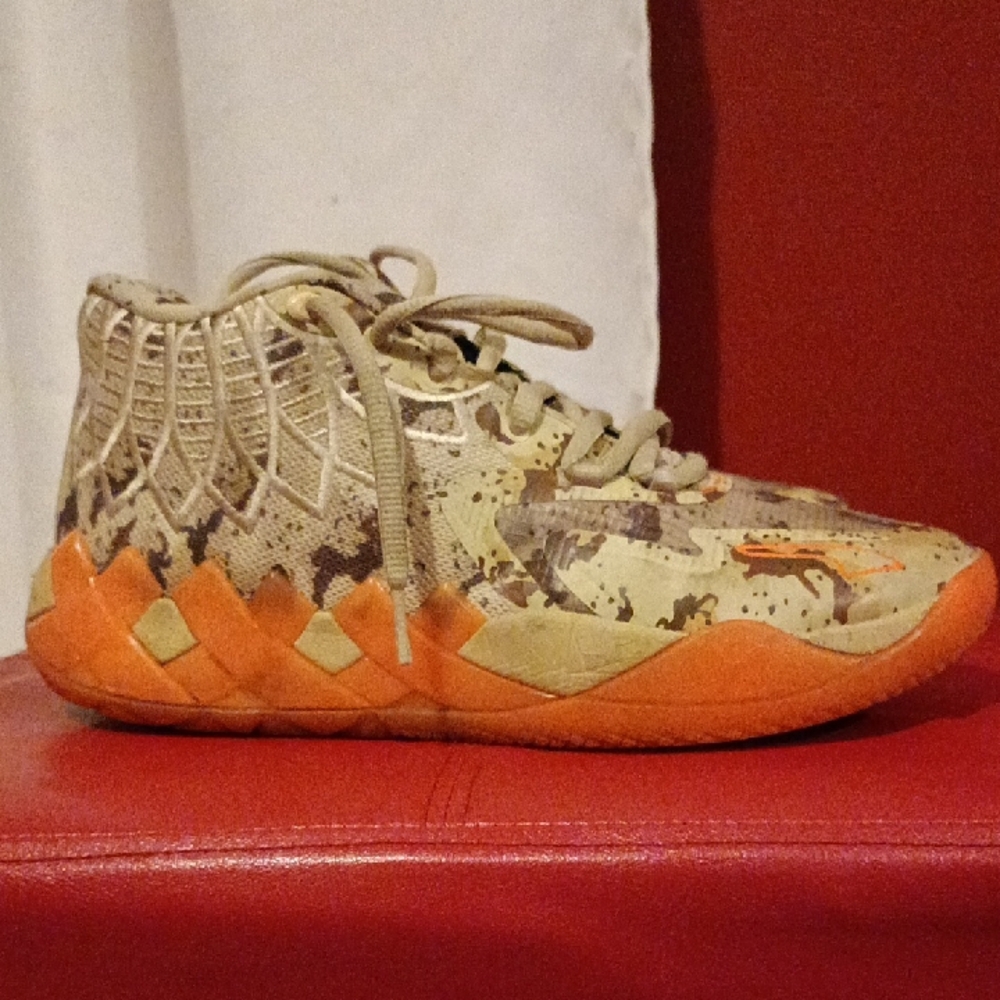 Melo Puma Camouflage Sneakers with Orange Soles